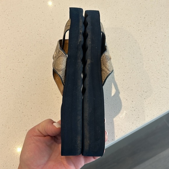 COACH Janine Criss Cross Slide Sandals Khaki Logo Women Size 7 - Picture 15 of 17